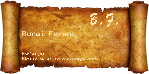 Burai Ferenc névjegykártya